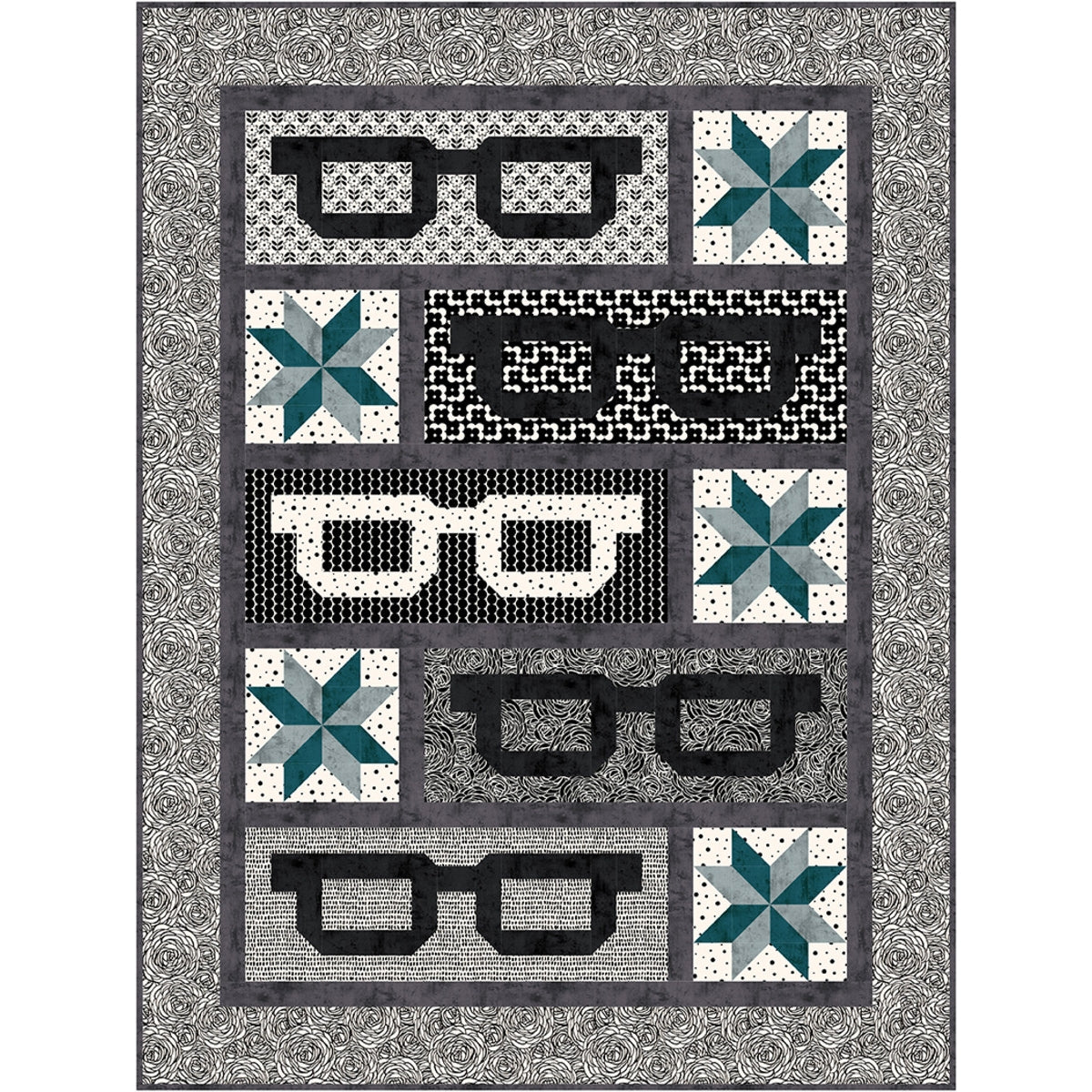Optics optical illusion geometric quilt kit with fabric and pattern