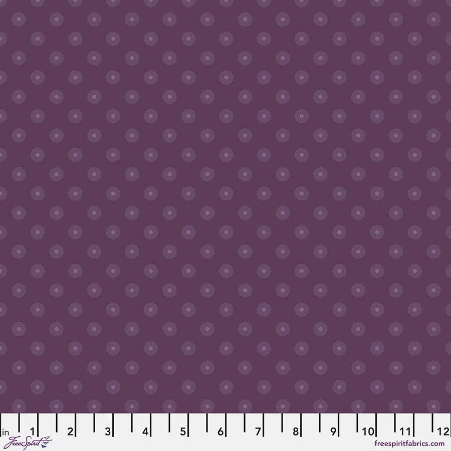 Chromatics Eggplant Blossom Dot Fabric Yardage - quilt fabric for sewing and quilting projects