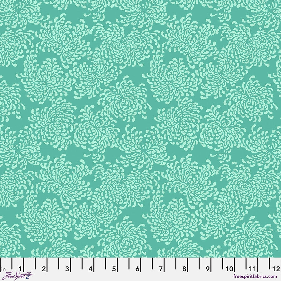 Utopia Aqua Summer Blossoms Fabric Yardage - quilt fabric for sewing and quilting projects