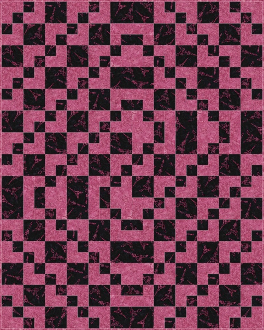 Latte Swirl Quilt Pattern finished quilt in pink colorway