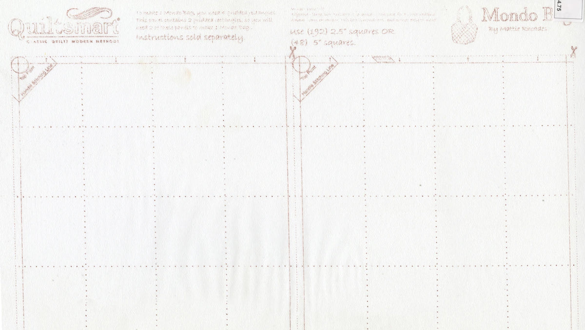 Mondo Bag Interfacing Panel - quilt fabric panel for quilting projects