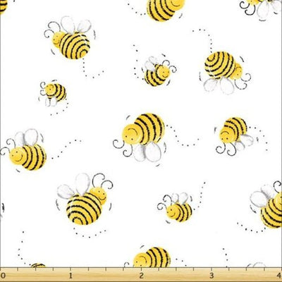 Susybee Basics White Bees Fabric Yardage