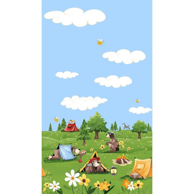 Barron Goes Camping Light Blue Border Fabric Yardage