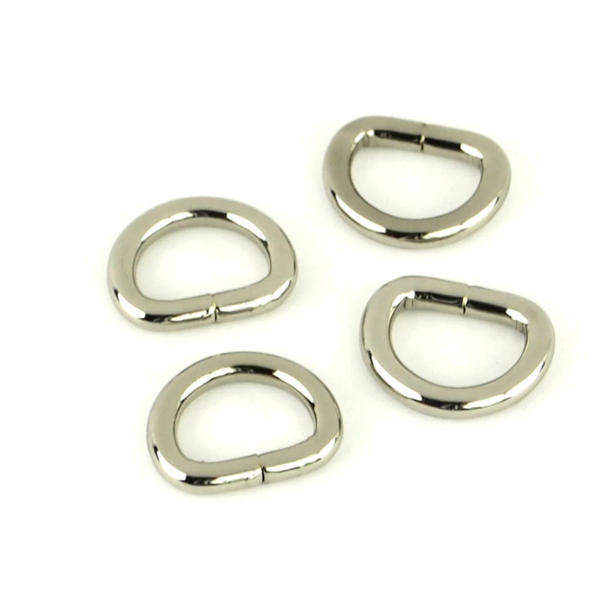 Four D-Rings half inch nickel for bags and purses