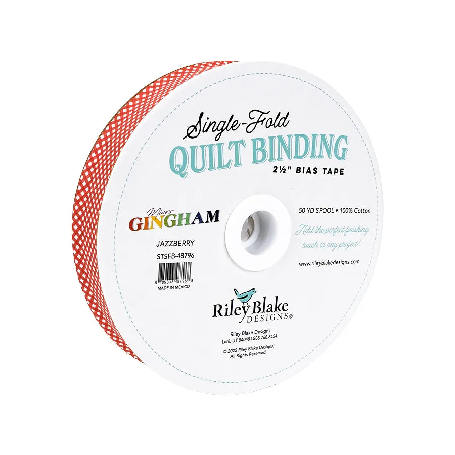 Micro Gingham Jazzberry 2.5" Bias Quilt Binding - image 2 - quilt bias binding for finishing quilts