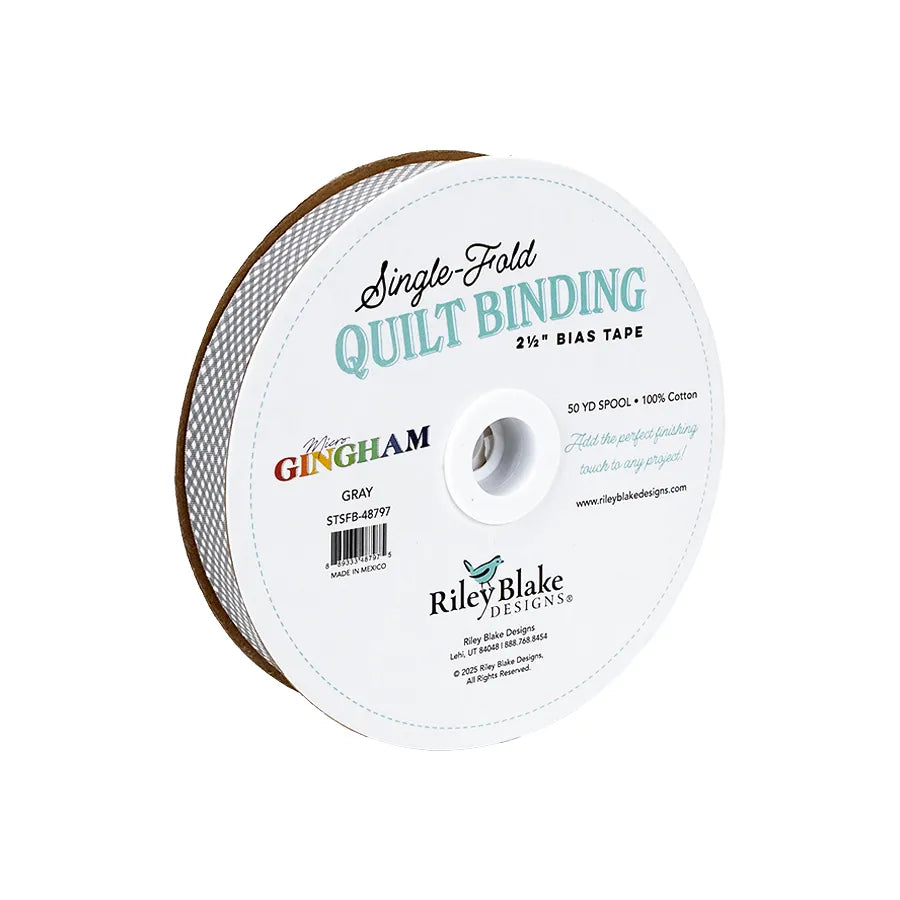 Micro Gingham Gray 2.5" Bias Quilt Binding - image 2 - quilt bias binding for finishing quilts