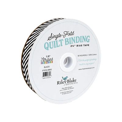 1/8" Stripe Black 2.5" Bias Quilt Binding