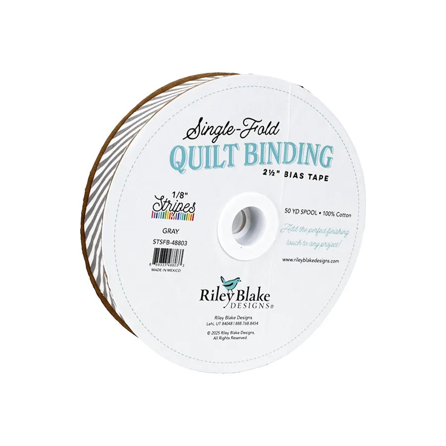 1/8" Stripe Gray 2.5" Bias Quilt Binding - image 2 - quilt bias binding for finishing quilts