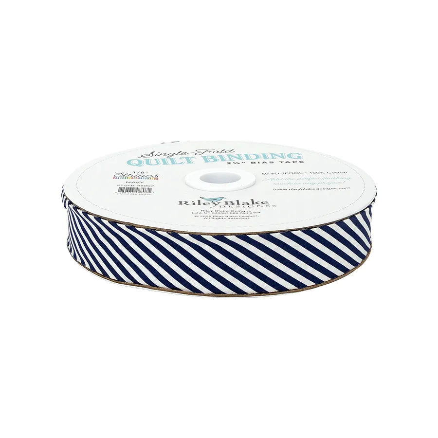 1/8" Stripe Navy 2.5" Bias Quilt Binding - image 2 - quilt binding for finishing quilts