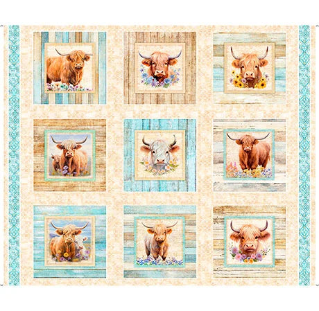 Udderly Adorable Block Panel C quilting fabric short bolt 4 yards