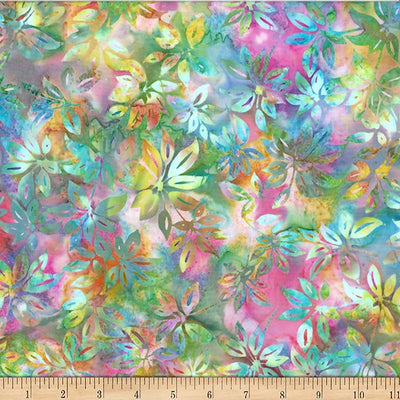 Pastel Party Taffy Leaves Batik Fabric Yardage