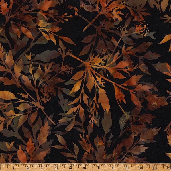 Cinnamon Spice leafy batik cotton quilting fabric yardage