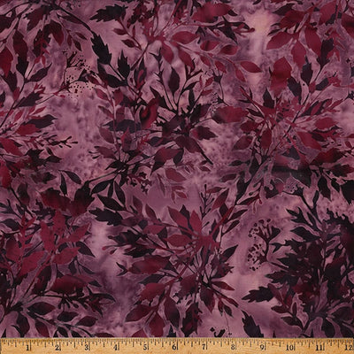 Vineyard Harvest Plum Leafy Batik Fabric Yardage