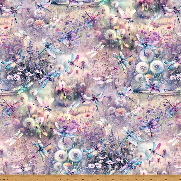 Wings Over Wildflowers Wisteria Fabric Yardage - quilt fabric for sewing and quilting projects