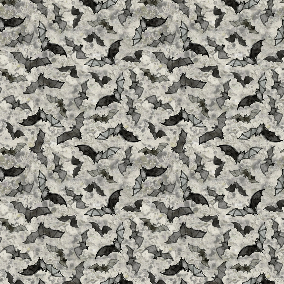 Emerald Hollow Mist Gray Bats Fabric Yardage - quilt fabric for sewing and quilting projects