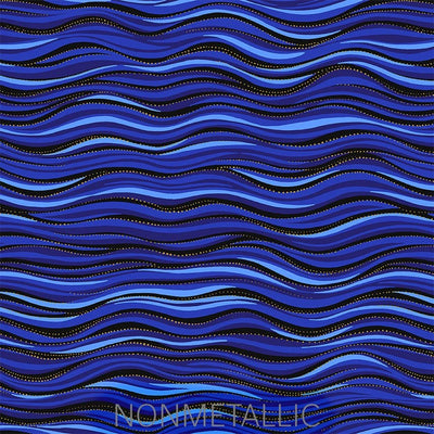 Wave Royal Blue Metallic 108" Wide Quilt Backing Fabric