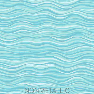 Wave Light Aqua Metallic 108" Wide Quilt Backing Fabric