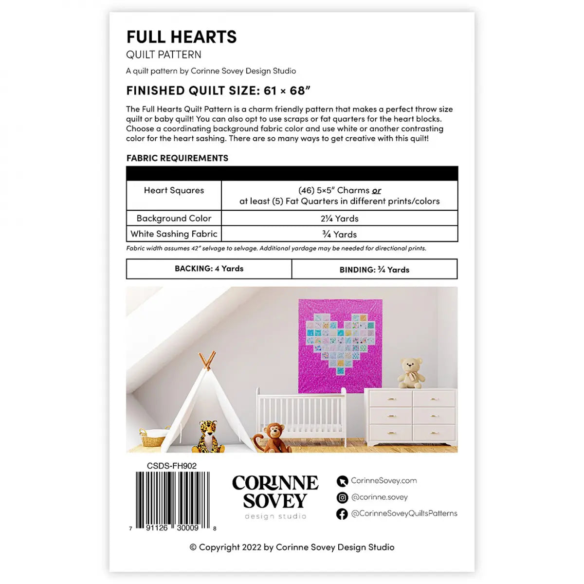 Full Hearts Quilt Pattern