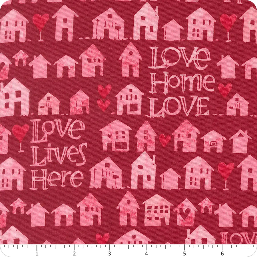 Darling Cranberry Little House of Love Fabric Yardage