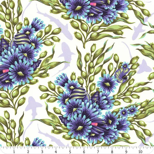 Floral Reef Marine Shadow Sharks Fabric Yardage - quilt fabric for sewing and quilting projects