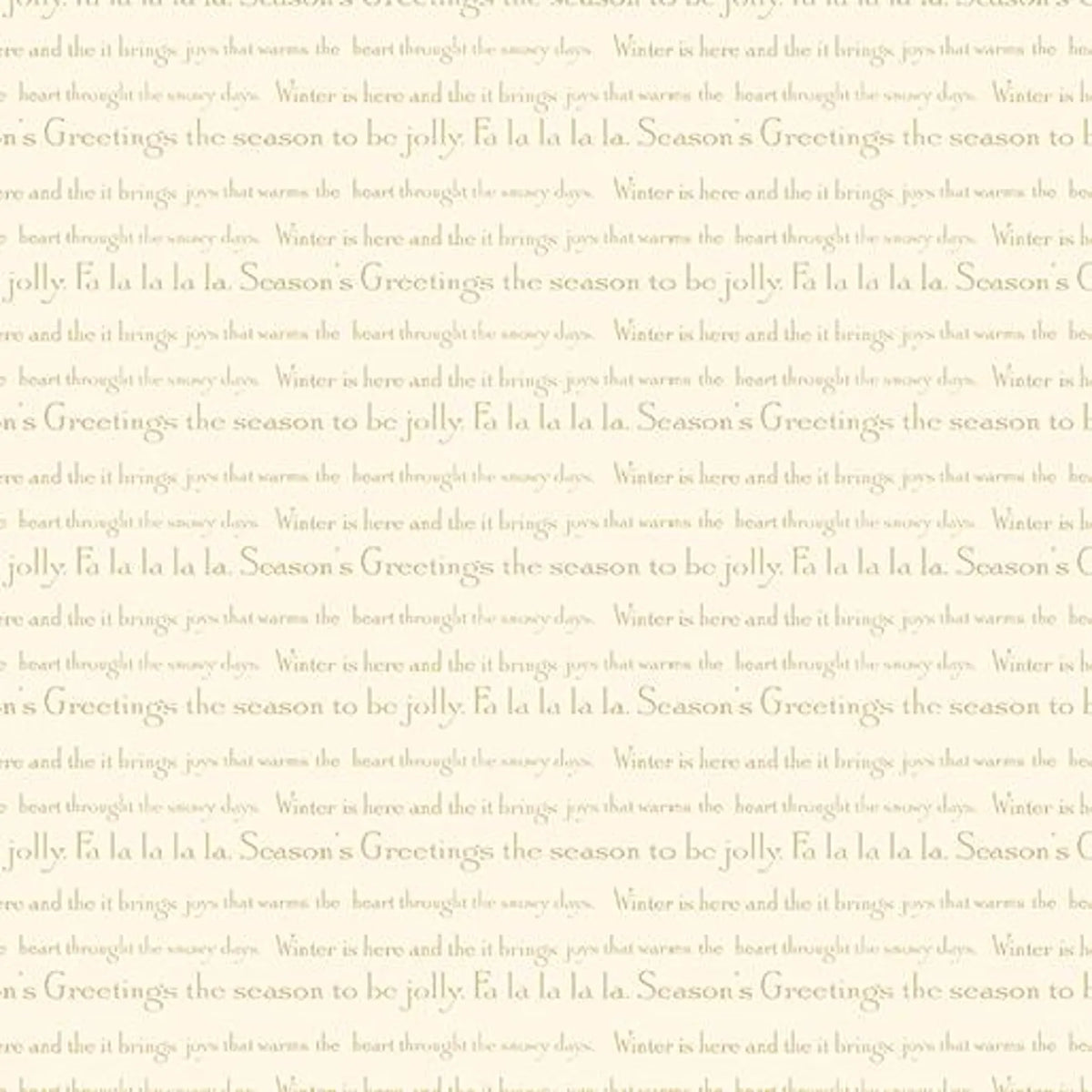 White Christmas Song Cream Fabric Yardage - quilt fabric for sewing and quilting projects
