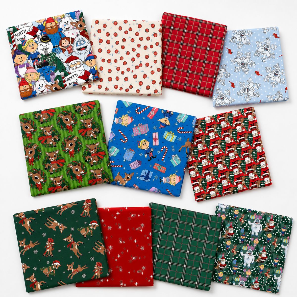 Rudolph the Red-Nosed Reindeer fat quarter bundle quilting fabric collection
