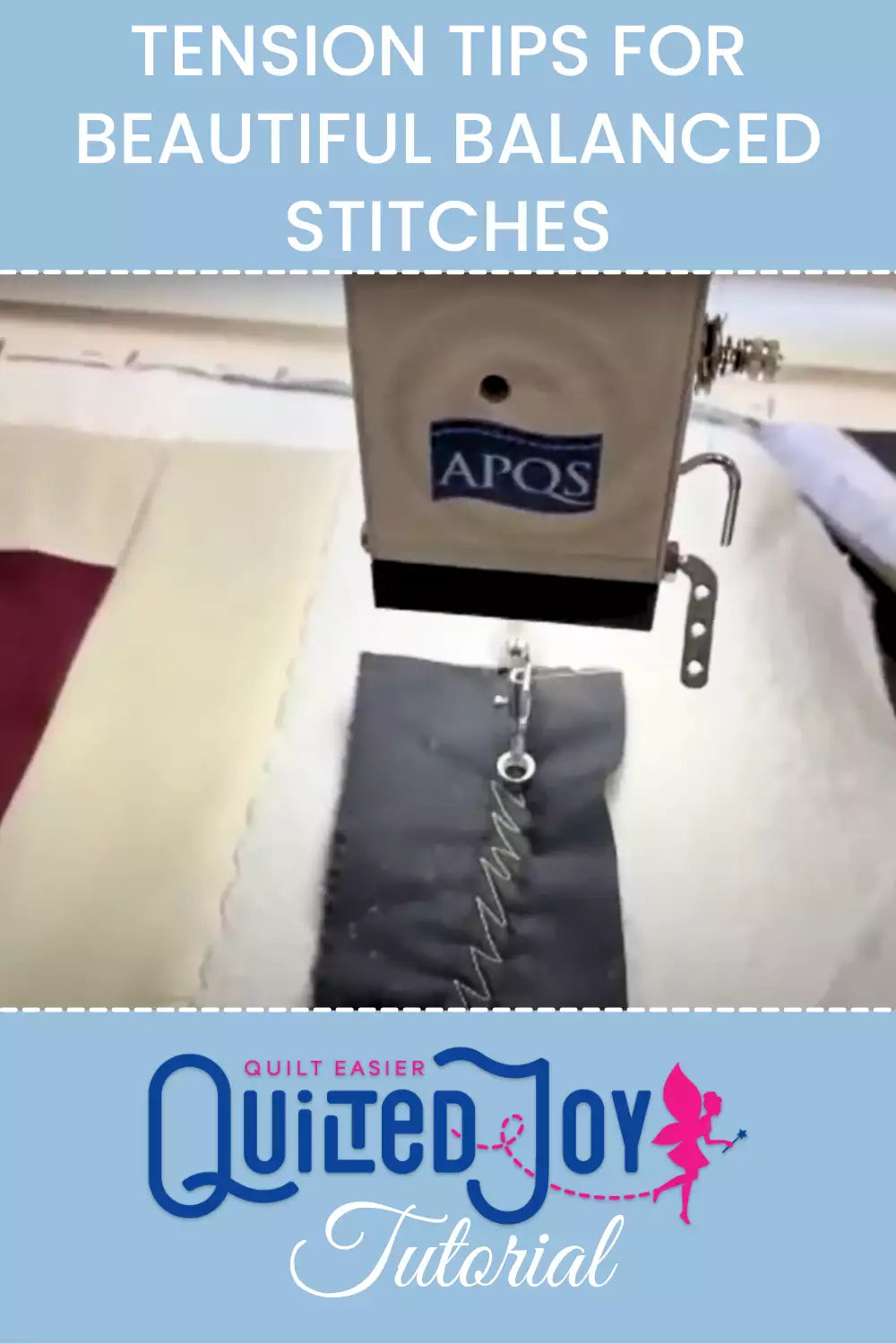 Sewing machine stitches demonstrating perfect thread tension balance for quilting
