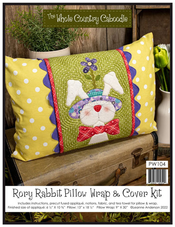 Rory Rabbit Easter pillow wrap and cover machine embroidery kit front