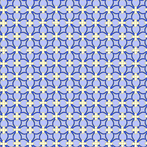 Sunflower Sunrise Blue Lattice Work Fabric Yardage