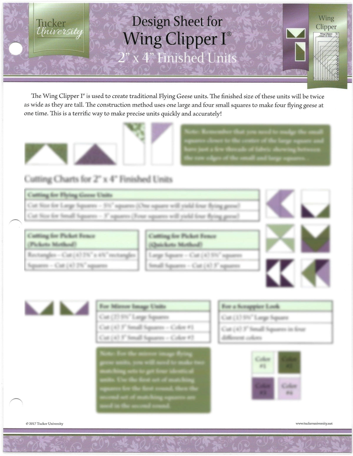 Tucker University Wing Clipper 1 quilting design sheet