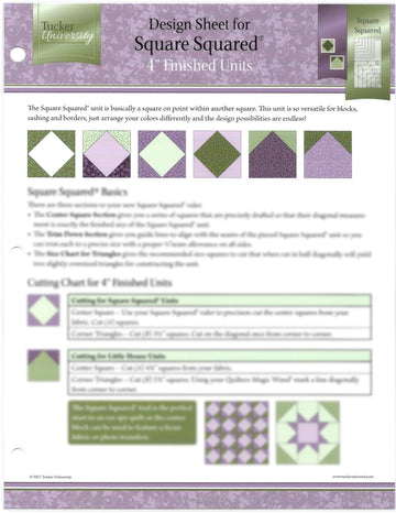 Tucker University Square Squared design sheet for Studio 180 quilting rulers