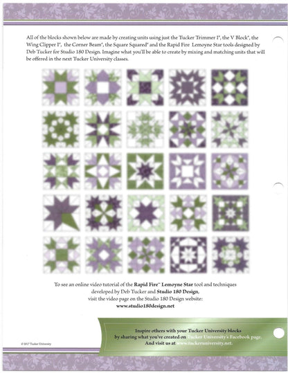 Tucker University Rapid Fire LeMoyne Star reference sheet reverse side detail