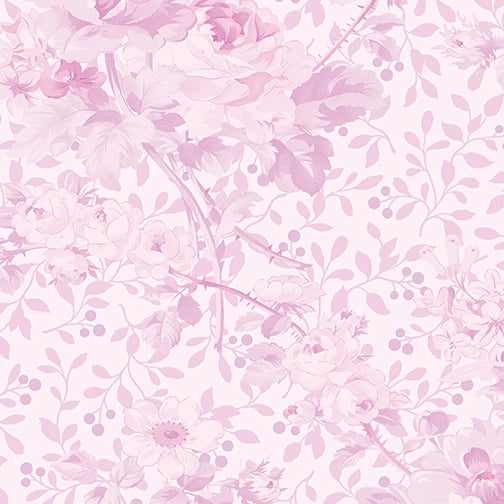 Rose Whispers Pink Rose Garden 108 inch wide quilt backing fabric