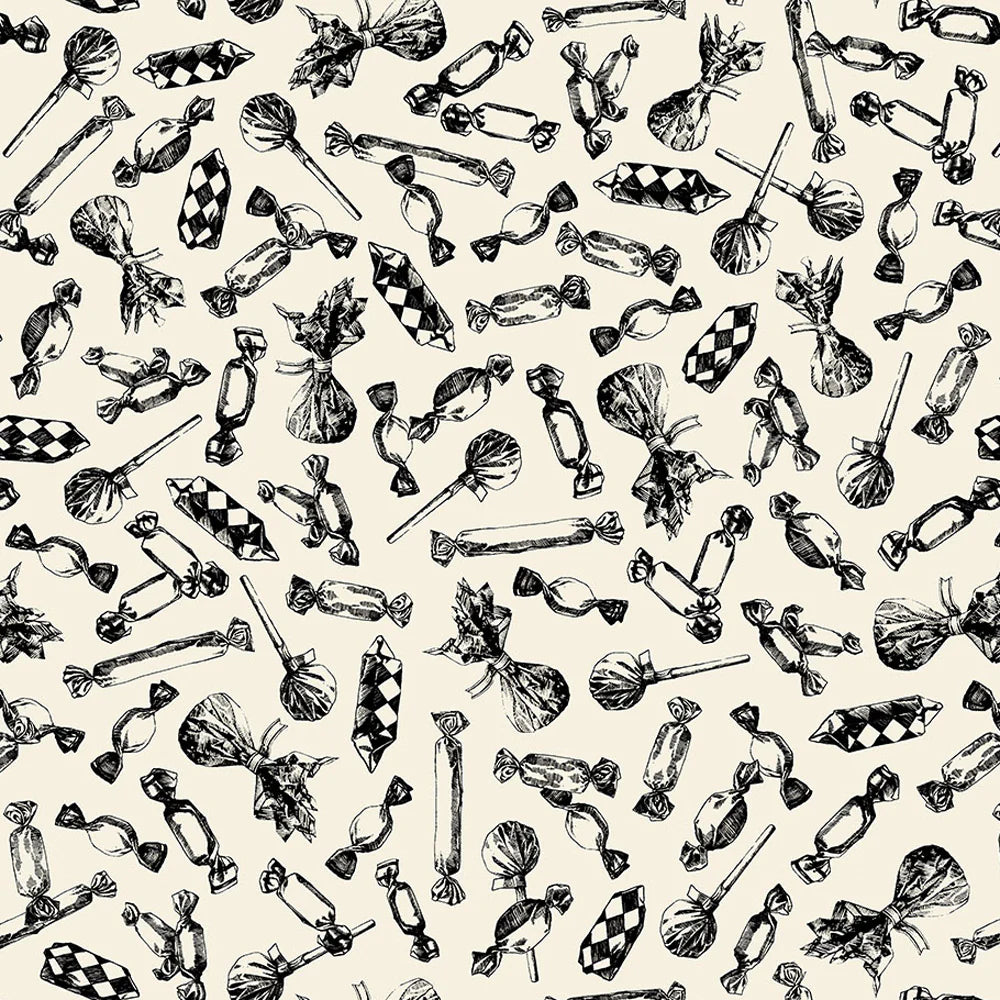 Haunted Hollow Black and Bone Beggars Bounty Fabric Yardage - quilt fabric for sewing and quilting projects