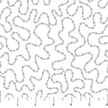 Wintry Lustre Silver Beaded Meander Fabric Yardage - quilt fabric for sewing and quilting projects