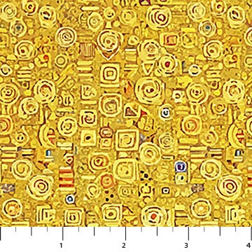 Klimty Cats golden bejeweled fabric yardage
