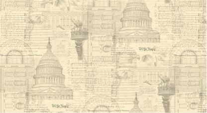 Remnant 3 Sisters Patriotic Parchment 23" x 108" Wide Quilt Fabric - wide quilt backing fabric for longarm quilting