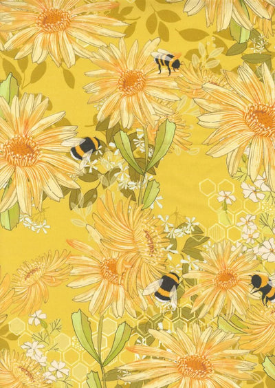 Pollinators Golden Sunflowers 108" Wide 3 Yard Quilt Fabric Back Pack