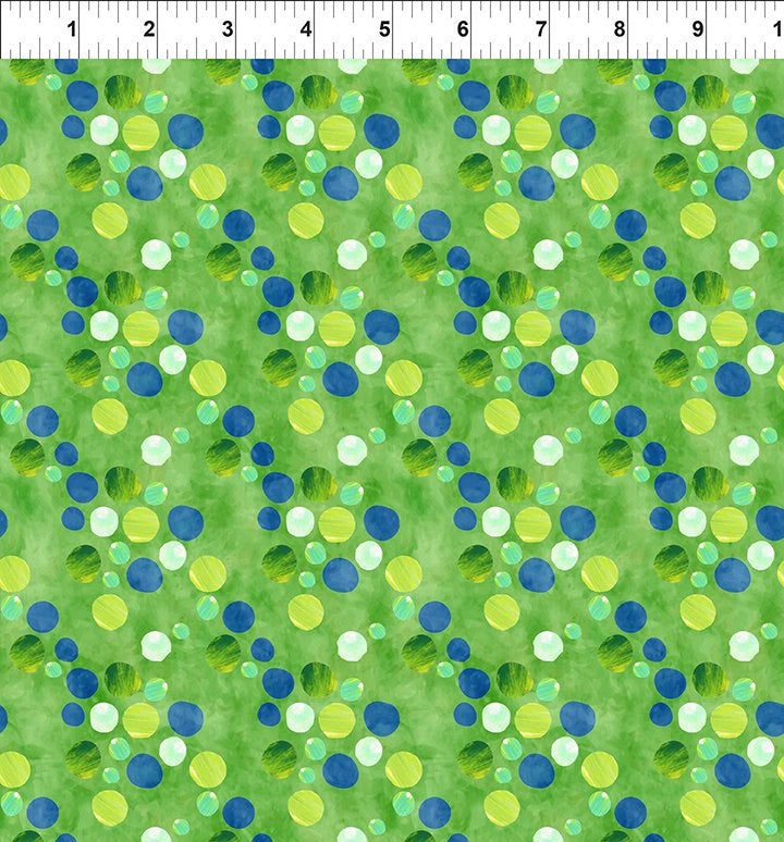ABC's of Color Green Dots Fabric Yardage