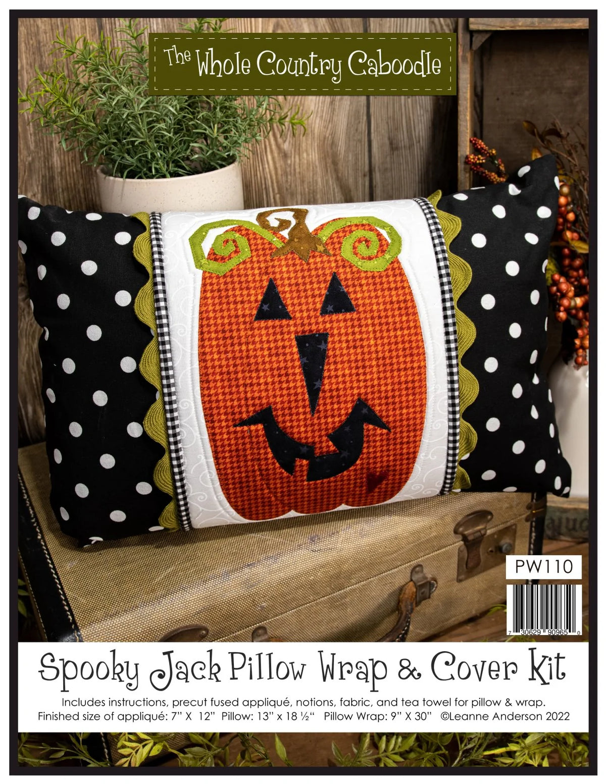 Spooky Jack Halloween jack-o-lantern pillow wrap embroidery kit front