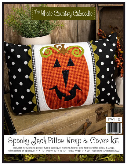 Spooky Jack Halloween jack-o-lantern pillow wrap embroidery kit front