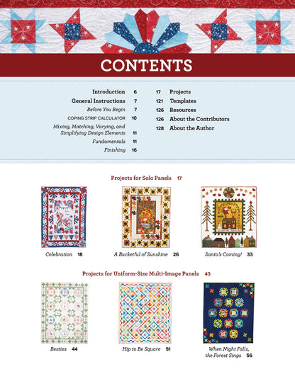 Quilt Panel Magic interior pages showing panel quilt techniques