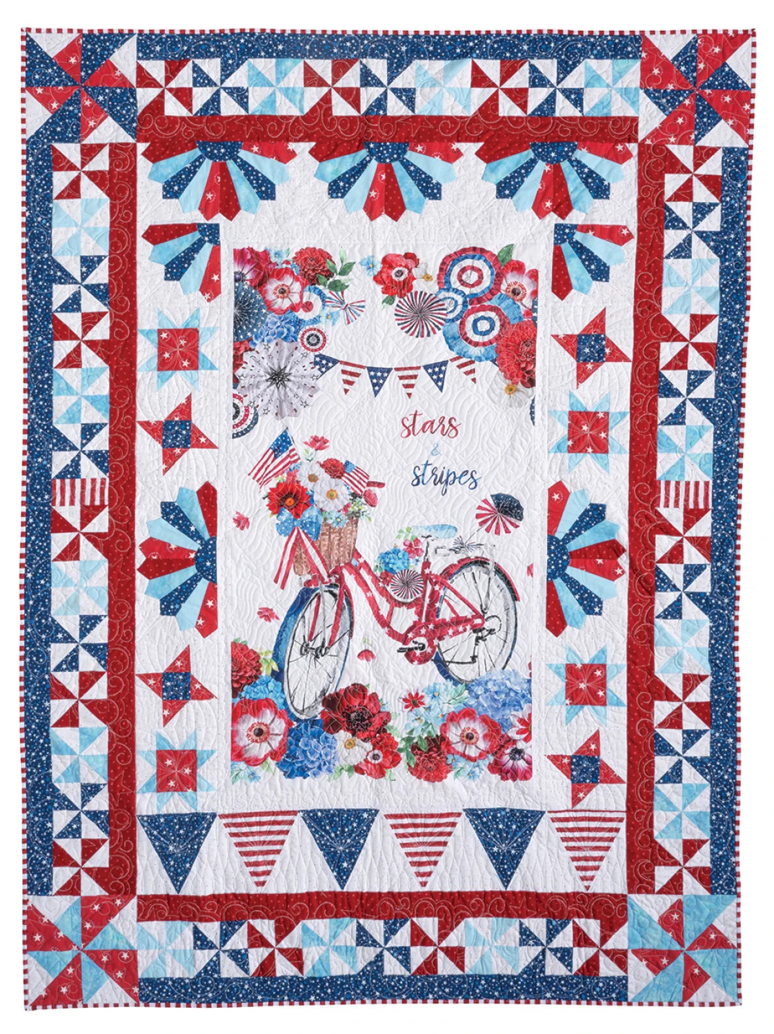 Quilt Panel Magic panel quilt example with border fabrics