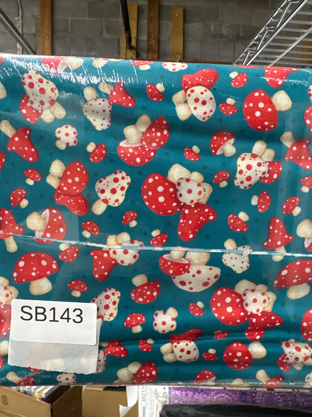 Gnome for the Holiday Blue Mushrooms quilting fabric short bolt 5 yards A