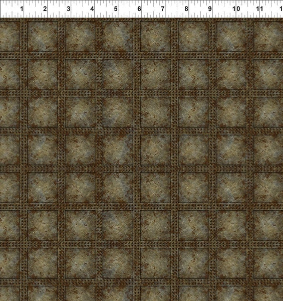 Steampunk Menagerie Gray Rivets Fabric Yardage - quilt fabric for sewing and quilting projects
