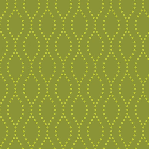 Sew Bloom Ogee Dot Lime Fabric Yardage