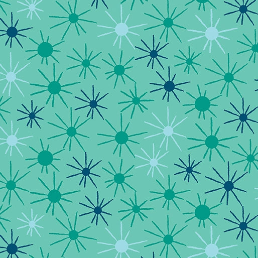 Stitchy Sunny Day Medium Turquoise Fabric Yardage