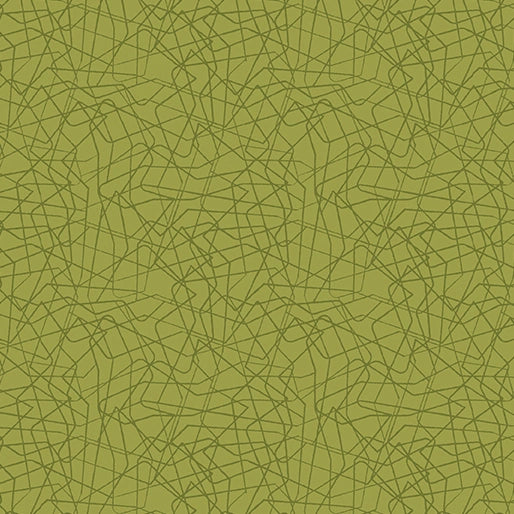 Stitchy Threaded Lines Dark Green Fabric Yardage