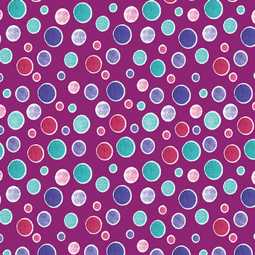 Sunshine Cats Plum Happy Dots Fabric Yardage