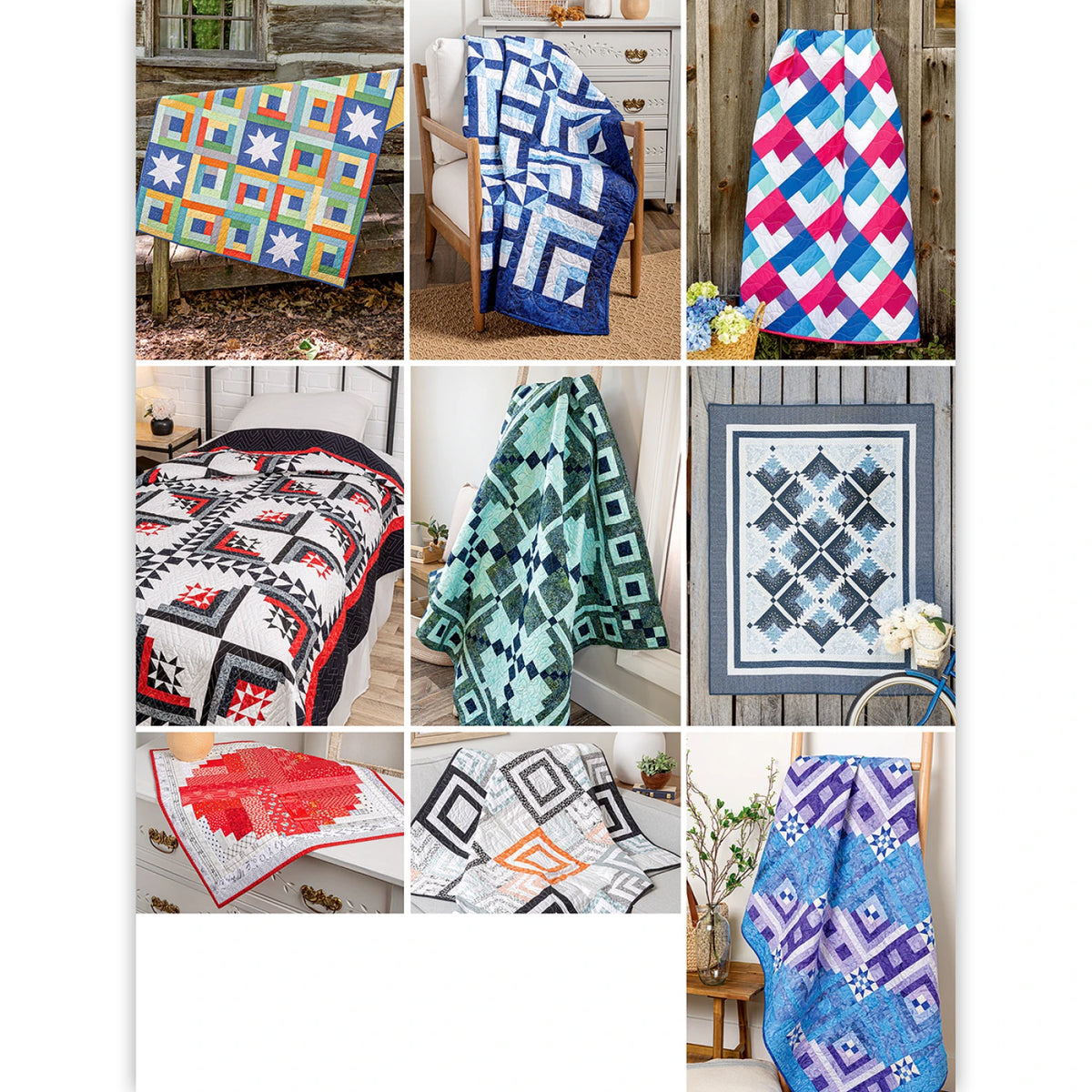 Creative Log Cabin Quilts book back cover with quilt samples